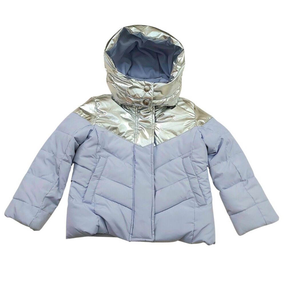 GAP Puffer Snow Hooded Jacket Girls XS Lilac Insulated Full Zip Winter Outdoor